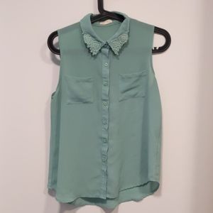 Pastel Spring Green Button Up Blouse